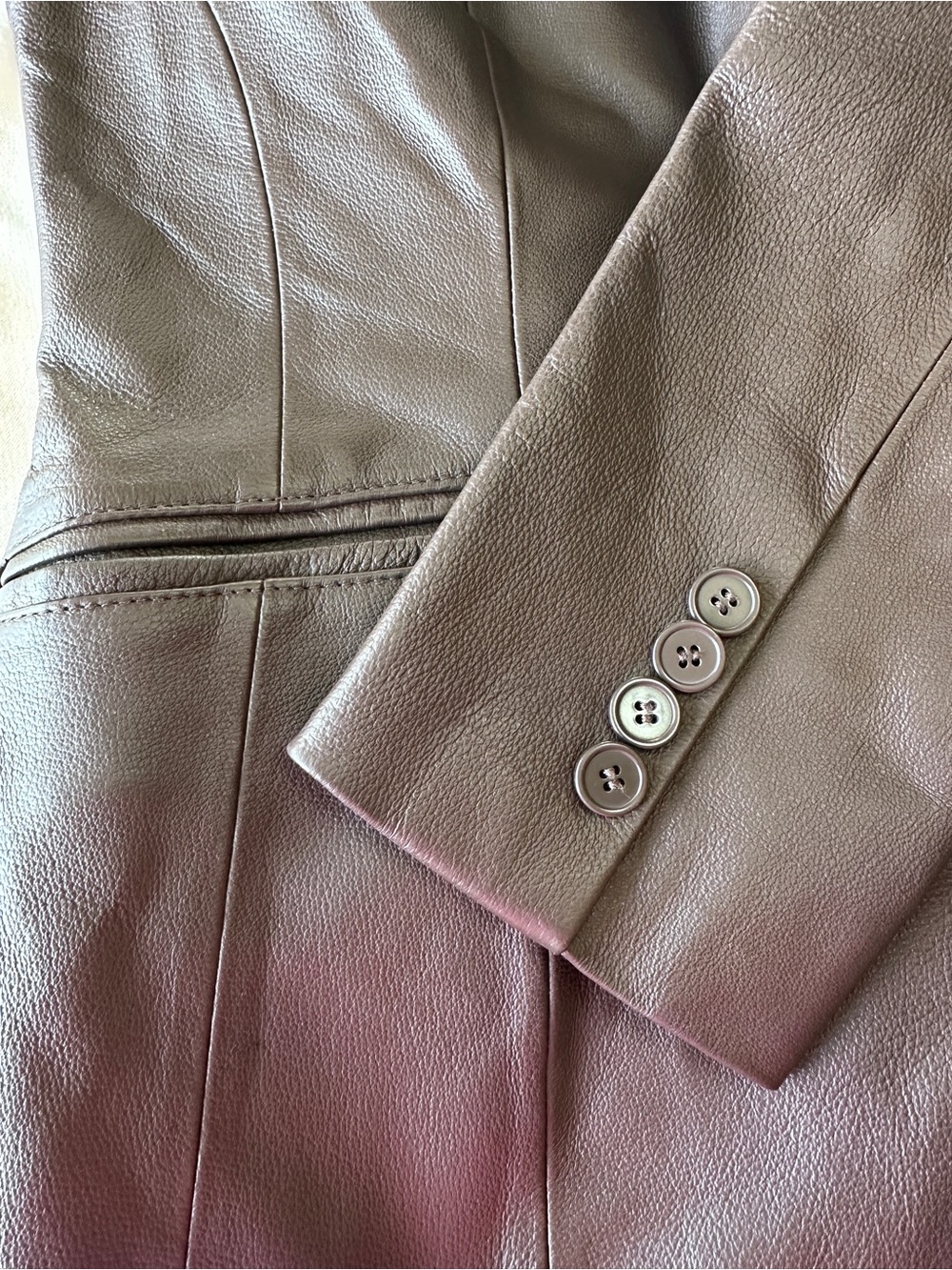 Metro Style 100% Leather Pantsuit Brown Jacket Size 10 Pants Size 8 + Chadwick’s - Picture 6 of 12
